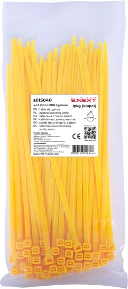 Кабельна стяжка e.ct.stand.200.5.yellow (100шт), жовта E.NEXT s015040