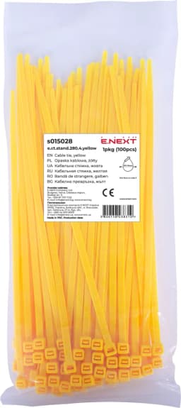Кабельна стяжка e.ct.stand.280.4.yellow (100шт), жовта E.NEXT s015028