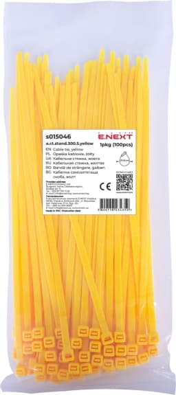 Кабельна стяжка e.ct.stand.300.5.yellow (100шт), жовта E.NEXT s015046