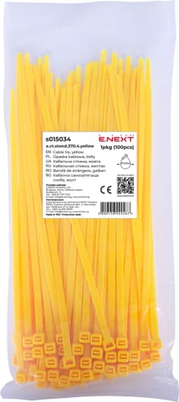 Кабельна стяжка e.ct.stand.370.4.yellow (100шт), жовта E.NEXT s015034