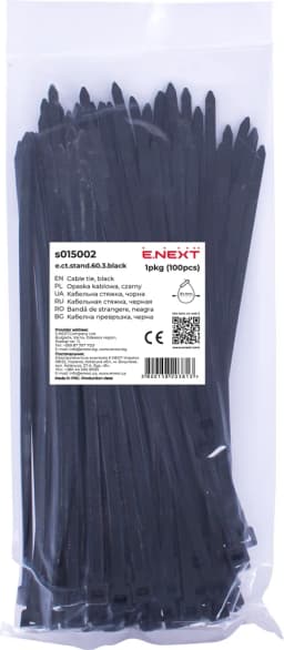 Кабельна стяжка e.ct.stand.60.3.black (100шт), чорна E.NEXT s015002