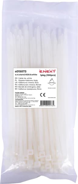 Кабельна стяжка e.ct.stand.1020.9.white (100шт), біла E.NEXT s015073