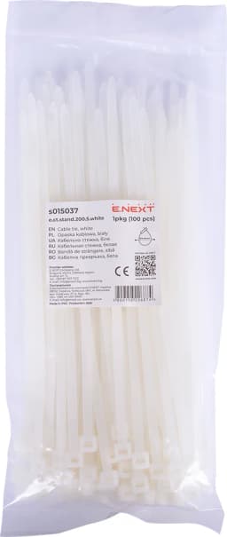 Кабельна стяжка e.ct.stand.200.5.white (100шт), біла E.NEXT s015037