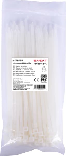 Кабельна стяжка e.ct.stand.300.8.white (100шт), біла E.NEXT s015055