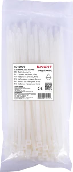 Кабельна стяжка e.ct.stand.500.8.white (100шт), біла E.NEXT s015009
