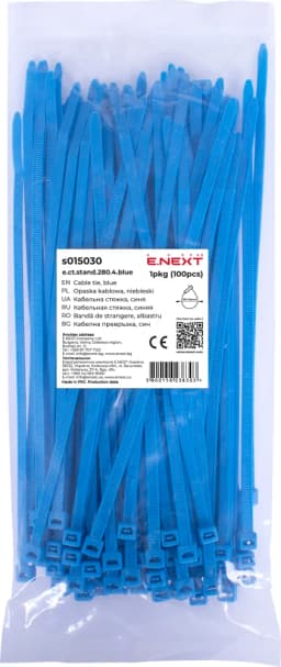 Кабельна стяжка e.ct.stand.280.4.blue (100шт), синя E.NEXT s015030