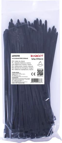 Кабельна стяжка e.ct.stand.100.3.black (100шт) чорна E.NEXT s015119
