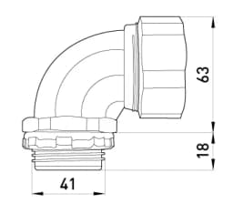 Ввід кутовий e.met.angle.stand.sldx.32 для металорукава 32мм(1.1/4") s046005 E.NEXT