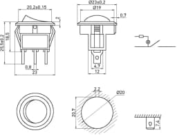 Перемикач клавішний e.switch.key.01, 3 pin, з індикацією s2040001 E.NEXT