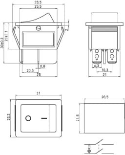 Перемикач клавішний e.switch.key.04, 4 pin, з індикацією s2040004 E.NEXT