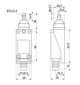 Вимикач кінцевий e.limitswitch.05 штовхач з горизонтальним роликом s0070009 E.NEXT