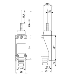 Вимикач кінцевий e.limitswitch.08 важіль-ексцентрик зі стрижнем s0070012 E.NEXT