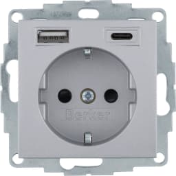 Розетка із з/к + USB A/C 20W PD S.1/B.3 Berker 48141404, алюміній