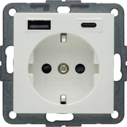 Розетка із з/к + USB A/C 20W PD S.1/B.3 Berker 48141909, полярна білизна матова