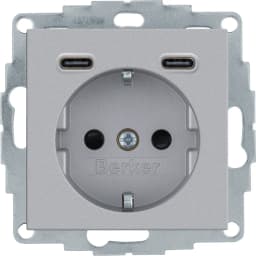Розетка із з/к + USB C/C 20W PD S.1/B.3 Berker 48151404, алюміній
