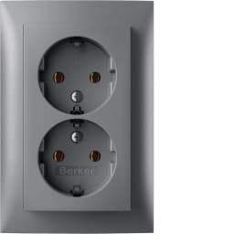 Розетка 2X із з/к 16А/250В цільна S.1 Berker 47741404 алюміній