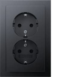 Розетка 2X із з/к 16А/250В, захист контактів, цільна, Berker 47596096 Q.3 антрацит
