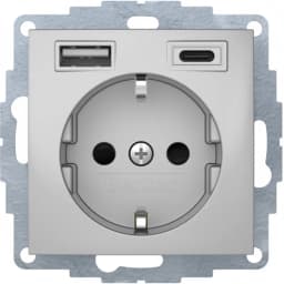 Розетка з з/к 16А/250В + 2хUSB A-С /3A Berker S.1 алюміній