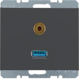 Розетка USB/3.5мм аудіо, антрацит, «K.1» 3315397006