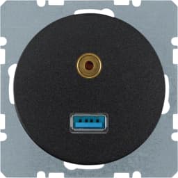 Розетка USB / 3.5мм аудіо, чорний R.1, R.3, 3315392045
