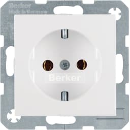 Розетка електрична із заземленням Berker для колекцій S.1/B.3/B.7 GLAS, колір «полярний білий глянцевий», 47438989