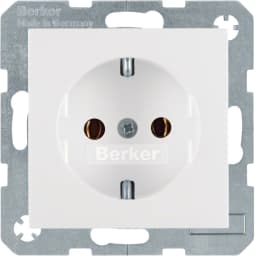 Розетка електрична із заземленням Berker для колекцій S.1/B.3/B.7 GLAS, колір «полярний білий матовий», 47431909