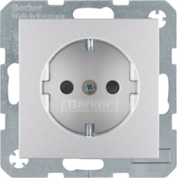 Розетка з з/к, з «захистом від дітей» Berker для колекцій S.1/B.3/B.7 GLAS, колір «алюмінієвий, матовий», 47231404