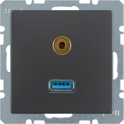 Розетка USB/3.5мм аудіо, антрацит, Q.1/Q.3 3315396086