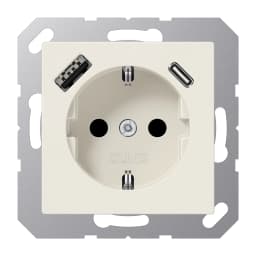 Розетка SCHUKO із USB тип AC, Jung арт. A1520-15CA, слонова кістка