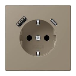 Розетка з заземленням та USB тип AC JUNG LC1520-15CA242 ombre naturelle moyenne (32141)