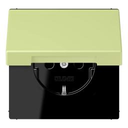 Розетка з заземленням 250V 16A з кришкою та пружинним затиском JUNG LC1520BFKL222 vert jaune clair (32053)