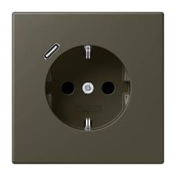 Розетка з заземленням та USB тип C JUNG LC1520-18C241 ombre naturelle 31 (32140)