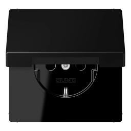 Розетка з заземленням з кришкою JUNG LS1521KLSWM чорний графіт матовий
