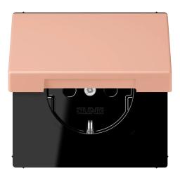 Розетка з заземленням 250V 16A з кришкою, шторками та гвинтовим затиском JUNG LC1521BFKIKL231 rose clair (32102)