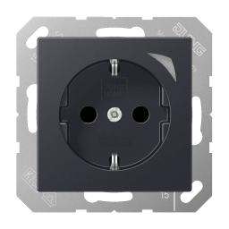 Розетка з заземленням 250V 16А з шторками JUNG HOME Energy BTA1521SEANM антрацит матовий