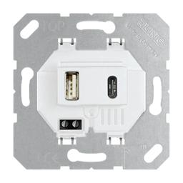 Механізм розетки USB Jung, зарядний пристрій, виходи A+Type C, 5V/DC, артикул - USB15CAWW