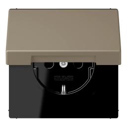 Розетка з заземленням 250V 16A з кришкою та пружинним затиском JUNG LC1520BFKL242 ombre naturelle moyenne (32141)