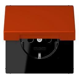 Розетка з заземленням 250V 16A з кришкою, шторками та гвинтовим затиском JUNG LC1521BFKIKL244 rouge vermillon 59