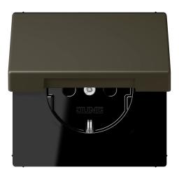 Розетка з заземленням з кришкою та шторками 250V 16A пружинний затиск JUNG LC1520BFKIKL241 ombre naturelle 31