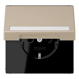 Розетка з заземленням 250V 16A з кришкою, шторками, полем для напису, пружинним затискачем JUNG LC1520BFNAKL243 ombre naturelle claire (32142)