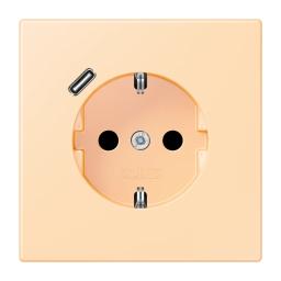 Розетка з заземленням та USB тип C JUNG LC1520-18C223 ocre (32060)