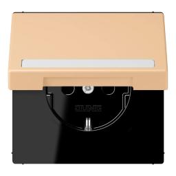 Розетка з заземленням 250V 16A з кришкою, шторками, полем для напису, пружинним затиском JUNG LC1520BFNAKL237 terre sienne claire 31 (32122)