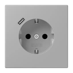 Розетка з заземленням та USB тип C JUNG LC1520-18C204 gris moyen (32012)