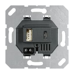 Механізм розетки USB Jung, зарядний пристрій, виходи A+Type C, 5V/DC, артикул - USB15CASW