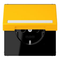 Розетка з заземленням 250V 16A з кришкою, шторками та полем для напису JUNG LC1520BFNAKL263 le jaune vif