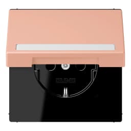 Розетка з заземленням 250V 16A з кришкою, шторками та пружинним затиском JUNG LC1520BFNAKL231 rose clair (32102)