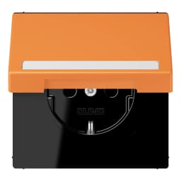 Розетка з заземленням 250V 16A з кришкою, шторками та пружинним затиском JUNG LC1520BFNAKL225 orange clair (32081)