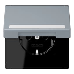 Розетка з заземленням 250V 16A з кришкою, шторками, полем для напису, пружинним затиском JUNG LC1520BFNAKL257 gris clair 59