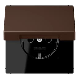 Розетка з заземленням 250V 16A з кришкою та шторками гвинтовий затиск JUNG LC1521BFKIKL239 terre d’ombre brûlée 31 (32130)
