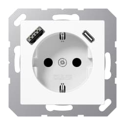 Розетка SCHUKO із USB тип AC, Jung арт. A1520-15CAWW, білий